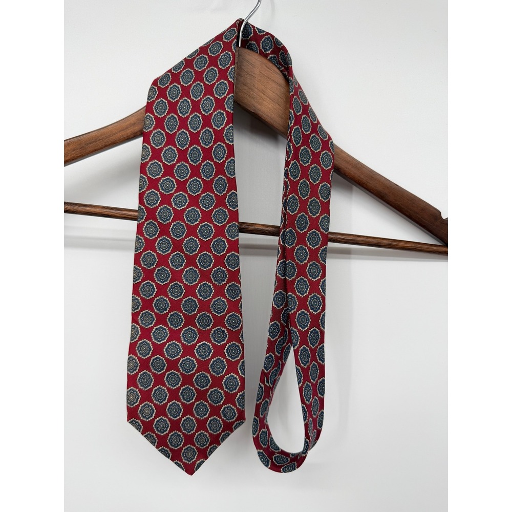 Gant Necktie Mens OS Red Blue Medallion Silk Good Classic Geometric Tie